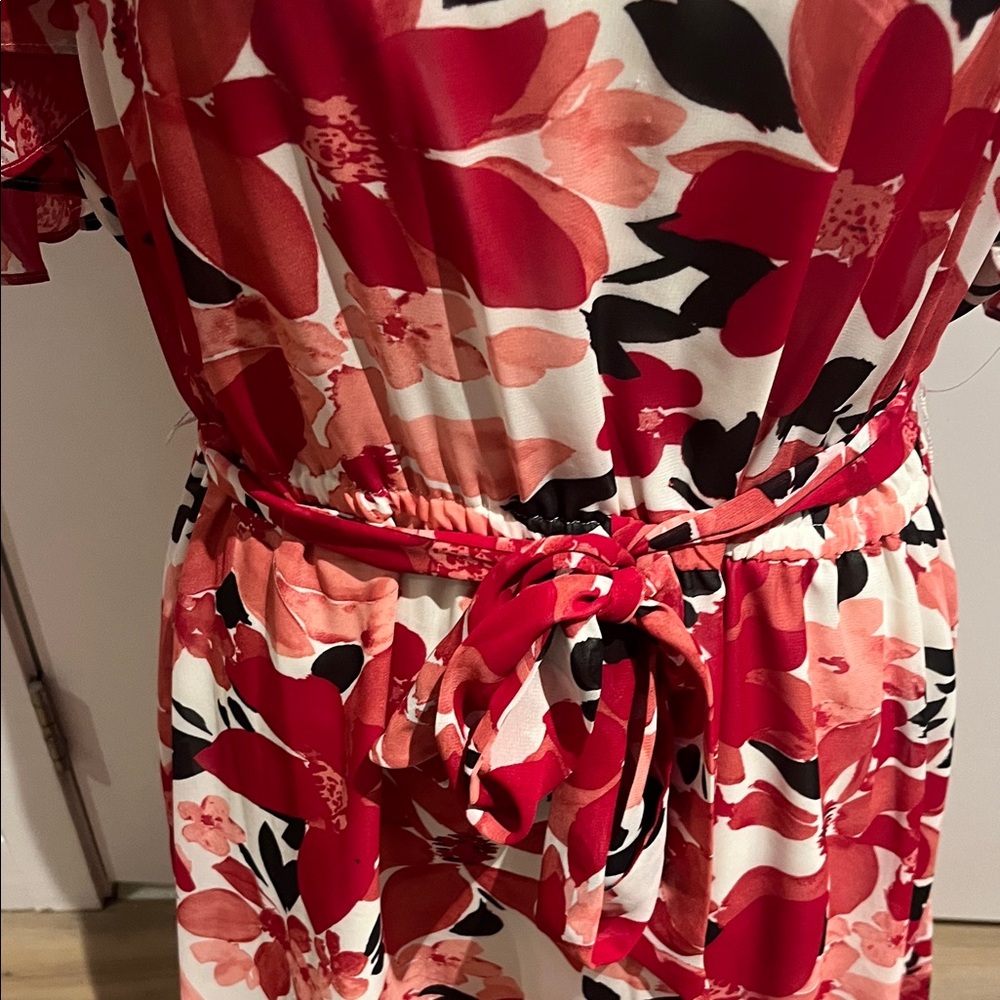 Kasper Red and Pink Floral Midi Dress - Picture 2 of 7